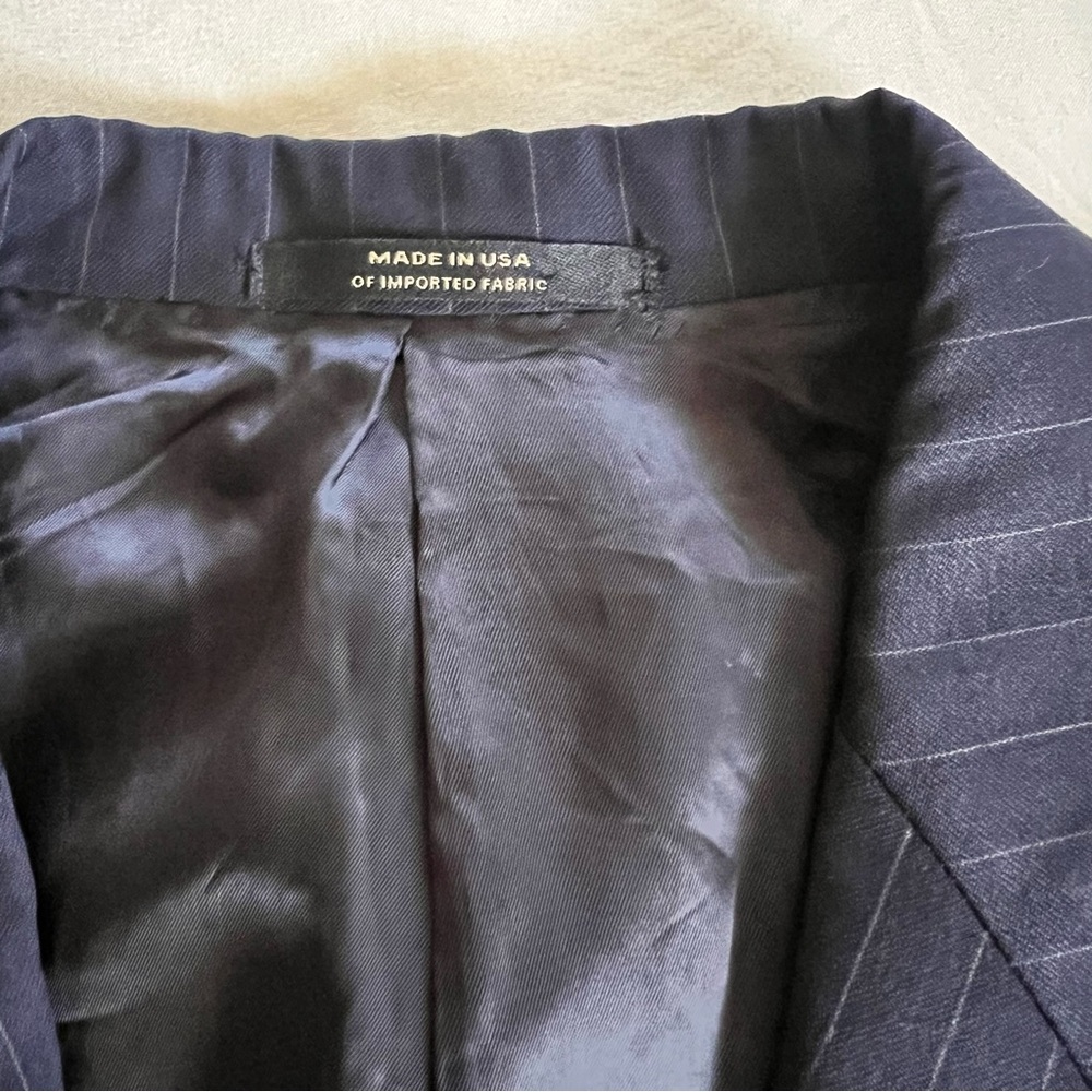 Hart Schaffner Marx Nordstrom Dark Navy Pinstripe Suit Jacket Size 42L - Picture 11 of 13